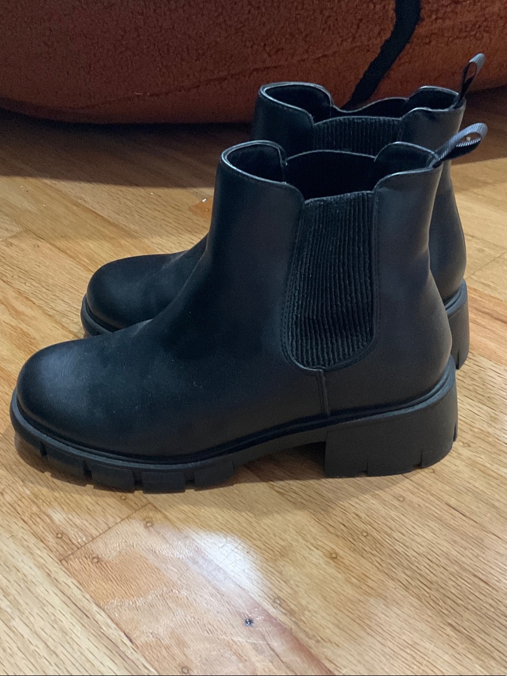 Kids Black Chelsea Boot with Lug Sole